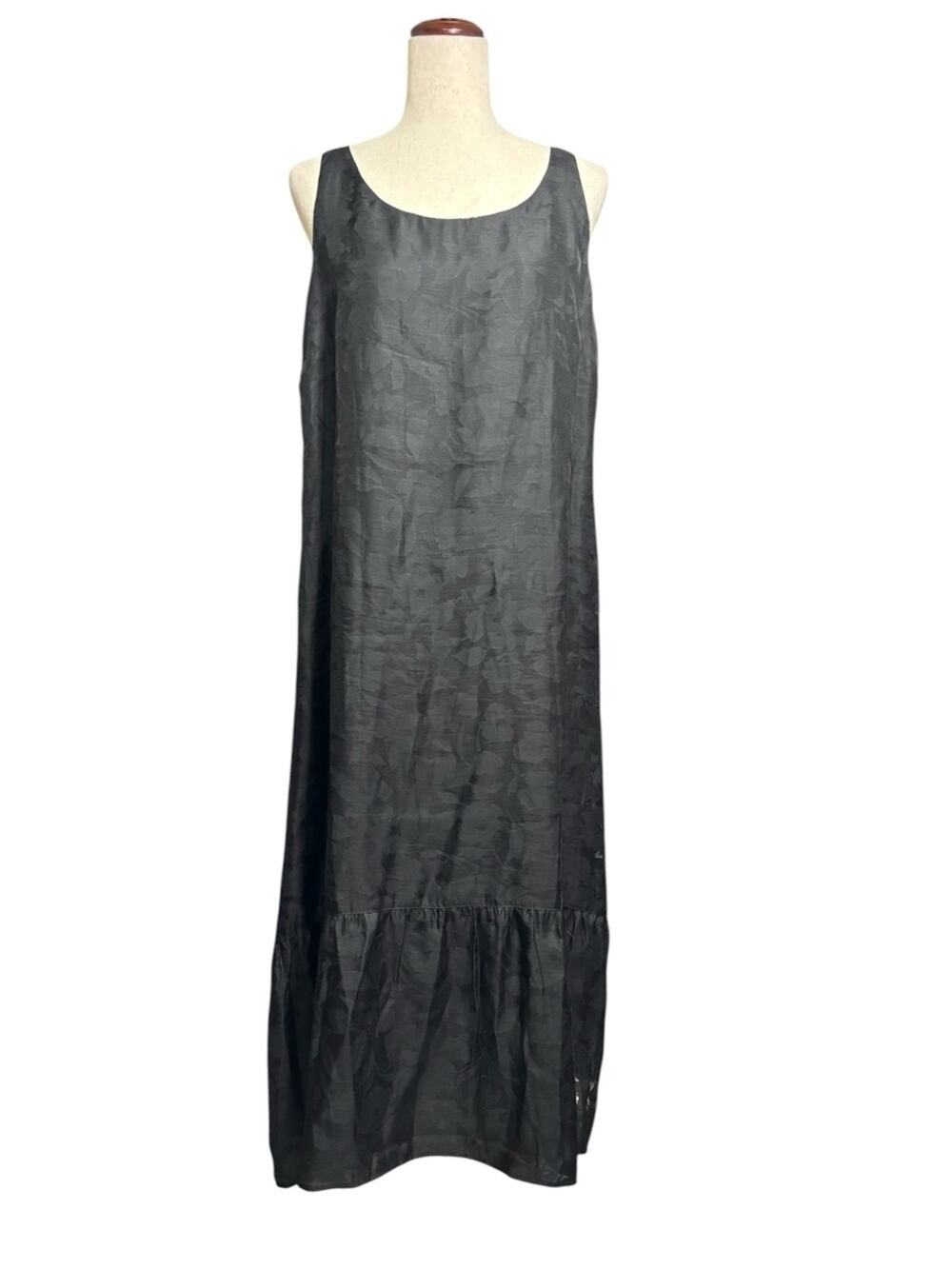 J Jill Black Gothic Floral Jacquard Maxi Dress Sleeveless Romantic Goth Med 0887